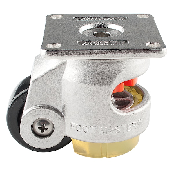 Foot Master Leveling Caster, 50 mm Nylon Wheel, 73x73 mm Plate, Swivel, 280 kg Cap, PU Pad, Stainless Steel SGDN-60-F-NYN-CUR - main